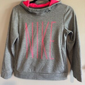 Nike Kids Hoodie in Gray with Pink Logo